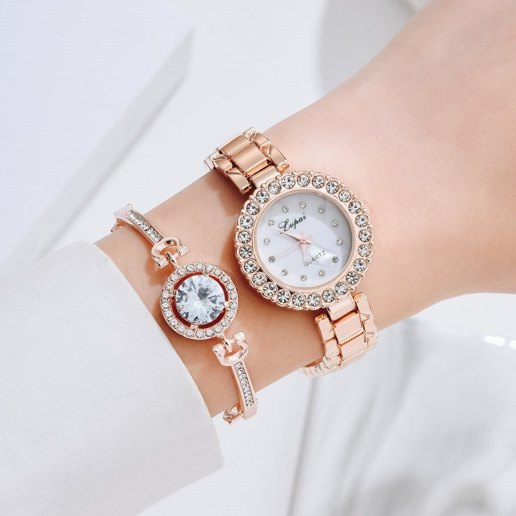 طقم ساعه 6  قطعLuxury Ladies Watch 6pcs Set